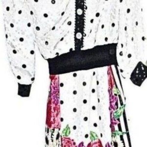 Vintage ANTHONY SICARI 2 pc SET BLOUSON TOP SKIRT 6 black white red pink NWT USA